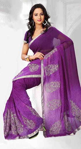 Manufacturers Exporters and Wholesale Suppliers of Purple Saree SURAT Gujarat