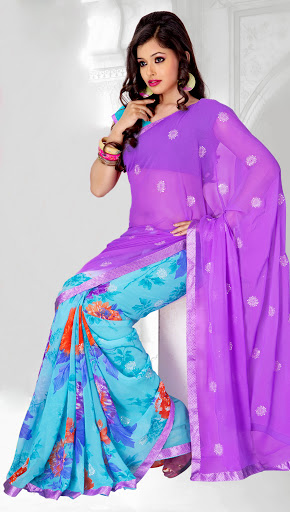 Manufacturers Exporters and Wholesale Suppliers of Purple Blue Saree SURAT Gujarat