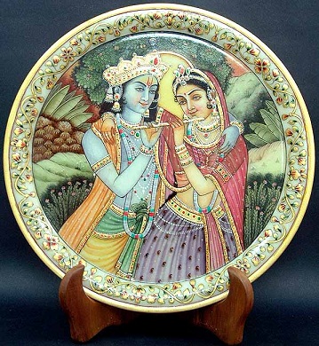 Manufacturers Exporters and Wholesale Suppliers of Lord Krishana Marble plate Jaipur Rajasthan