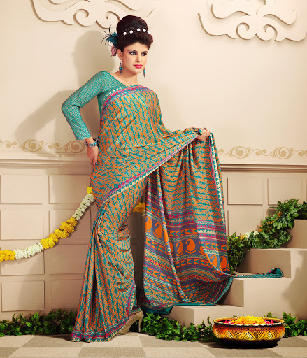 Manufacturers Exporters and Wholesale Suppliers of Yellow Turquoise Purple Saree SURAT Gujarat