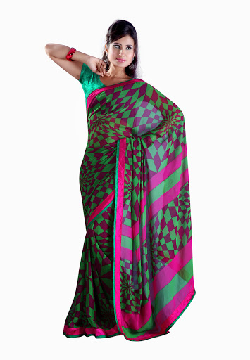 Manufacturers Exporters and Wholesale Suppliers of Pink Green Saree SURAT Gujarat