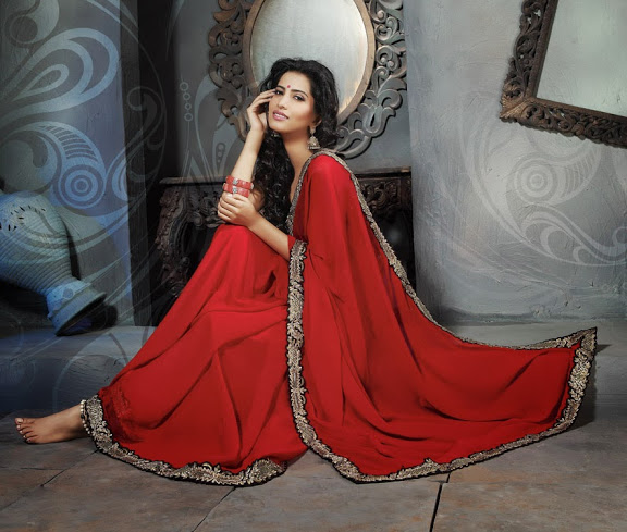 Manufacturers Exporters and Wholesale Suppliers of Red Colored Chiffon Saree SURAT Gujarat