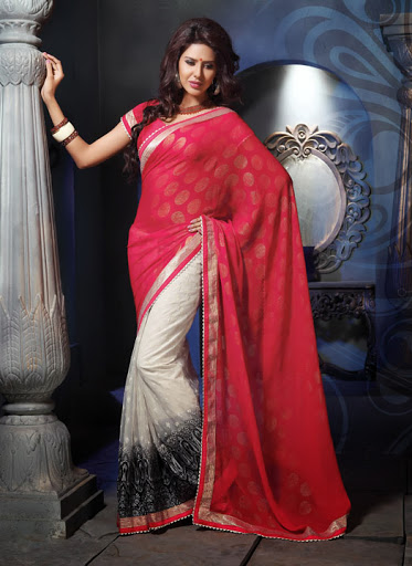 Manufacturers Exporters and Wholesale Suppliers of Red White Saree SURAT Gujarat