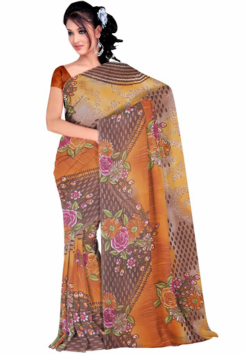Manufacturers Exporters and Wholesale Suppliers of Brown Colored Weightless Saree SURAT Gujarat