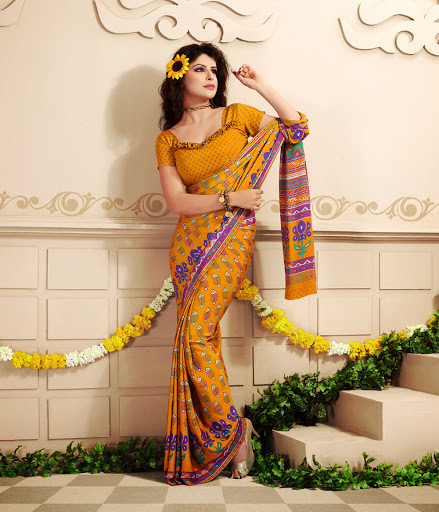 Manufacturers Exporters and Wholesale Suppliers of Yellow Sea Green Silk Saree SURAT Gujarat