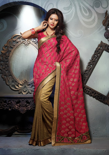 Manufacturers Exporters and Wholesale Suppliers of Pink Gold Saree SURAT Gujarat