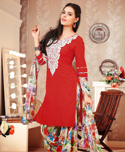 Manufacturers Exporters and Wholesale Suppliers of Red White Salwar kameez SURAT Gujarat