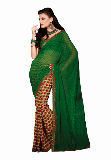 Manufacturers Exporters and Wholesale Suppliers of Green Red Saree SURAT Gujarat
