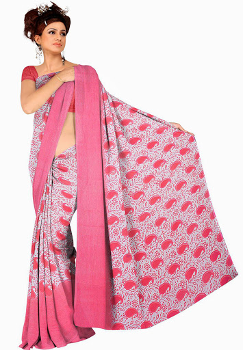 Manufacturers Exporters and Wholesale Suppliers of Pink Weightless Saree SURAT Gujarat