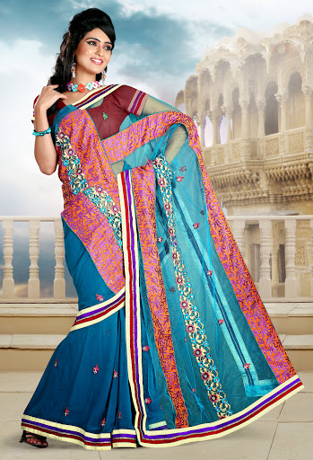 Manufacturers Exporters and Wholesale Suppliers of Teal Saree SURAT Gujarat