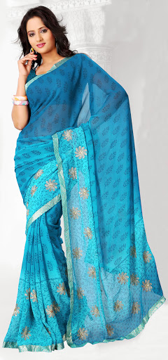Manufacturers Exporters and Wholesale Suppliers of Light Blue Saree SURAT Gujarat