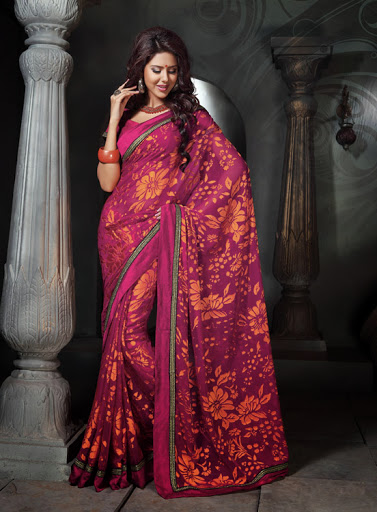 Manufacturers Exporters and Wholesale Suppliers of Red Blue Silk Half Brasso Saree SURAT Gujarat