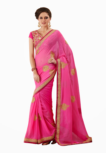 Manufacturers Exporters and Wholesale Suppliers of Pink Colored Georgette Saree SURAT Gujarat