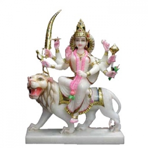 Durga Ji White Marble Statues