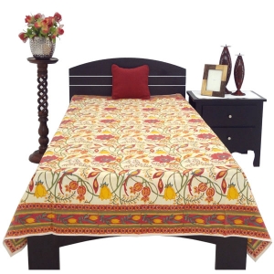 Block Printed Red Bird Single Cotton Bed Cover