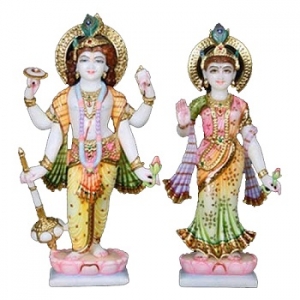 Manufacturers Exporters and Wholesale Suppliers of Laxmi Narayan Painted Marble Statue Jaipur Rajasthan