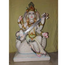 Manufacturers Exporters and Wholesale Suppliers of White Marble Saraswati Maa Statue Jaipur  Rajasthan