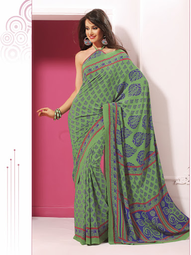 Manufacturers Exporters and Wholesale Suppliers of Blue Green Saree SURAT Gujarat
