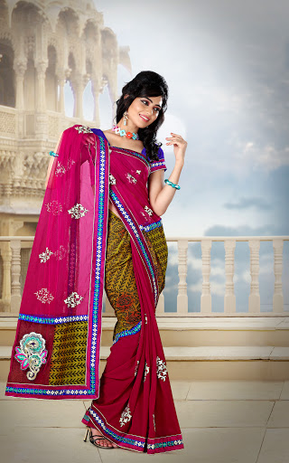 Manufacturers Exporters and Wholesale Suppliers of Magenta Colored Saree SURAT Gujarat