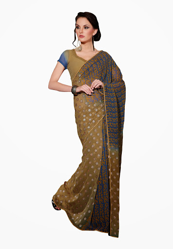 Manufacturers Exporters and Wholesale Suppliers of Green Blue Saree SURAT Gujarat