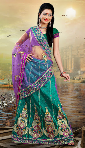 Manufacturers Exporters and Wholesale Suppliers of Teal Light Purple Saree SURAT Gujarat