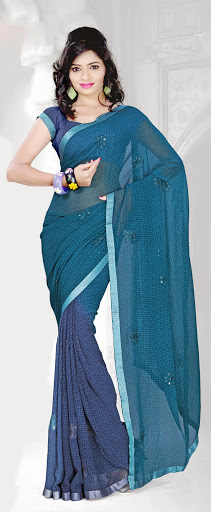 Manufacturers Exporters and Wholesale Suppliers of Light Blue Colored Georgette Saree SURAT Gujarat