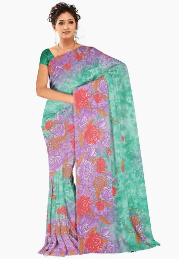 Manufacturers Exporters and Wholesale Suppliers of Sea Green Colored Weightless Saree SURAT Gujarat