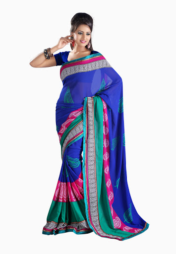 Manufacturers Exporters and Wholesale Suppliers of Blue Pink Green Saree SURAT Gujarat