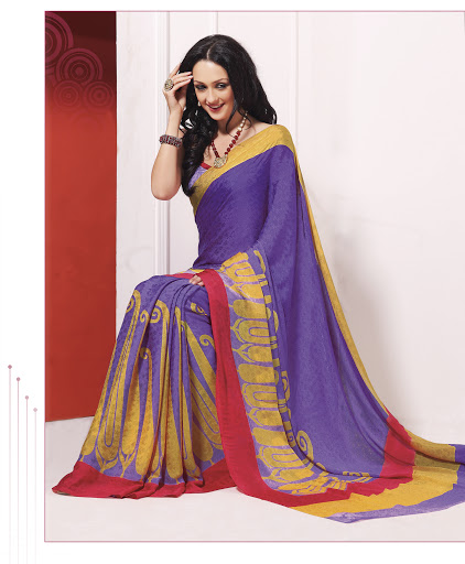Manufacturers Exporters and Wholesale Suppliers of Purple Yellow Jacquard Saree SURAT Gujarat