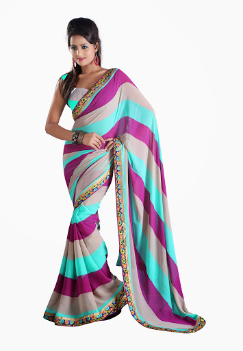 Manufacturers Exporters and Wholesale Suppliers of Turquoise Pink Grey Saree SURAT Gujarat