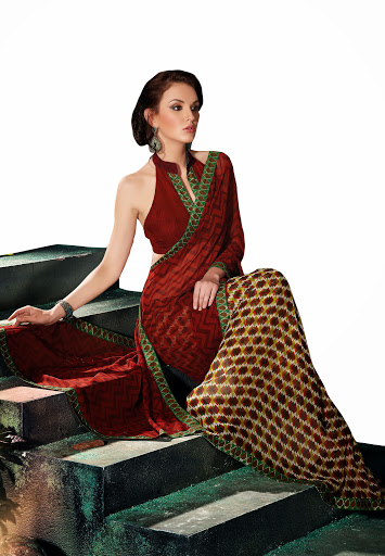 Manufacturers Exporters and Wholesale Suppliers of Brown Olive Green Saree SURAT Gujarat
