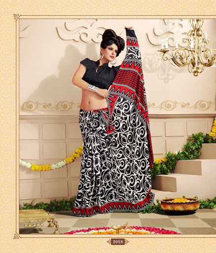 Manufacturers Exporters and Wholesale Suppliers of Black White Red Saree SURAT Gujarat