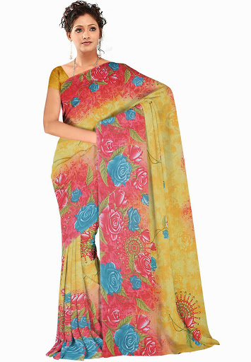 Manufacturers Exporters and Wholesale Suppliers of Yellow Colored Weightless Saree SURAT Gujarat