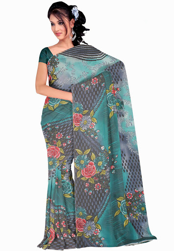 Manufacturers Exporters and Wholesale Suppliers of Blue Colored Weightless Saree SURAT Gujarat