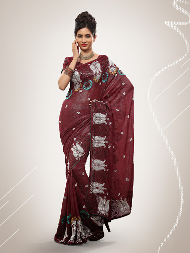 Manufacturers Exporters and Wholesale Suppliers of Brown Georgette Saree SURAT Gujarat
