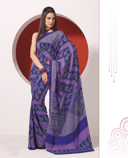 Manufacturers Exporters and Wholesale Suppliers of Blue Violet Saree SURAT Gujarat