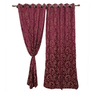 Manufacturers Exporters and Wholesale Suppliers of Obergine Scroll Pattterned Window Curtain Panaji Goa