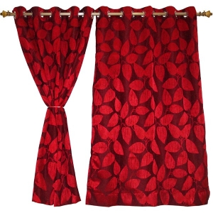 Manufacturers Exporters and Wholesale Suppliers of Red Leaf Printed Polyester Window Curtain Panaji Goa