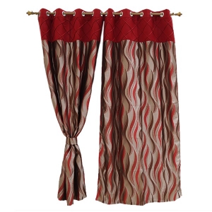 Manufacturers Exporters and Wholesale Suppliers of Wavy Print Diamond Pintuck  Red/Brown/Silver Window Curtain Panaji Goa