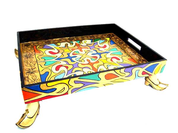 Manufacturers Exporters and Wholesale Suppliers of Painted Wooden Trays Vadodara Gujarat