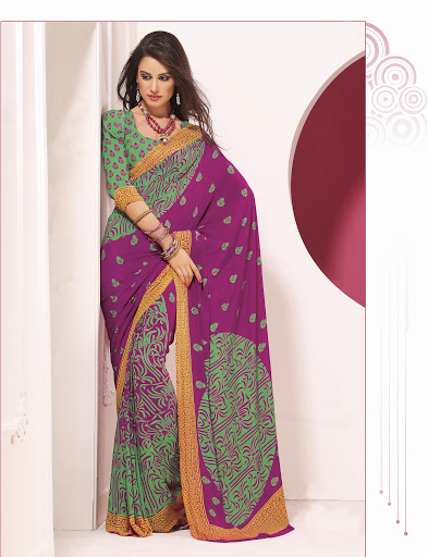 Manufacturers Exporters and Wholesale Suppliers of Green Pink Saree SURAT Gujarat