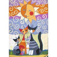 Manufacturers Exporters and Wholesale Suppliers of Cat Design Chain Stitched Rugs Srinagar Jammu & Kashmir Cat Design Chain Stitched Rugs