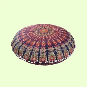 Sonia Collections 16â€³ cushion cover indian mandala cotton cushion cover home decor round decor cushion sofa, Pouf33 Manufacturer Supplier Wholesale Exporter Importer Buyer Trader Retailer in Bhopal Madhya Pradesh India