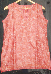 Ladies Silk And Georgette Short Top 001