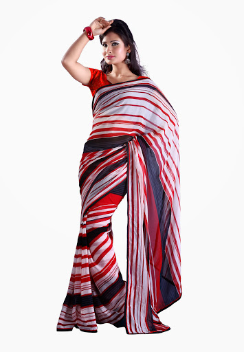 Manufacturers Exporters and Wholesale Suppliers of White Red Blue Saree SURAT Gujarat