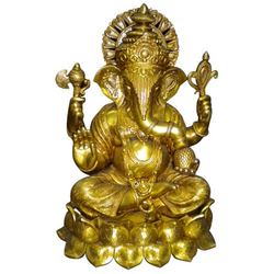 Brass Lotus Ganesh