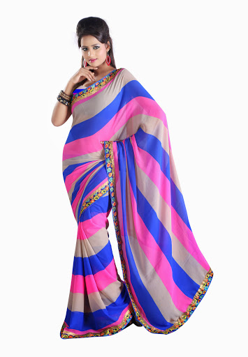 Manufacturers Exporters and Wholesale Suppliers of Pink Blue Grey Saree SURAT Gujarat