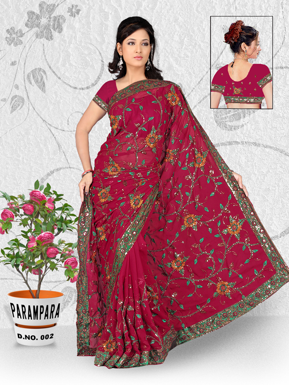 Embroidery Sequins Saree 02 Manufacturer Supplier Wholesale Exporter Importer Buyer Trader Retailer in SURAT Gujarat India
