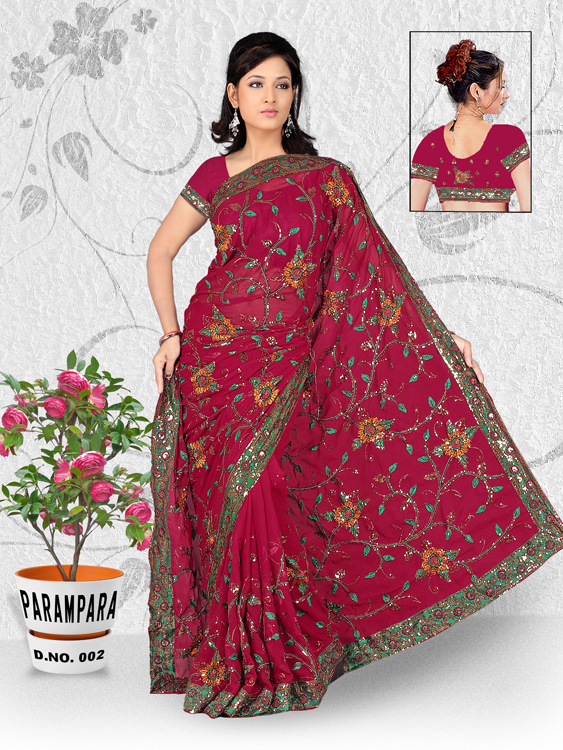 Embroidery Sequins Saree 02