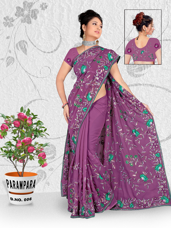 Embroidery Sequins Saree 10
